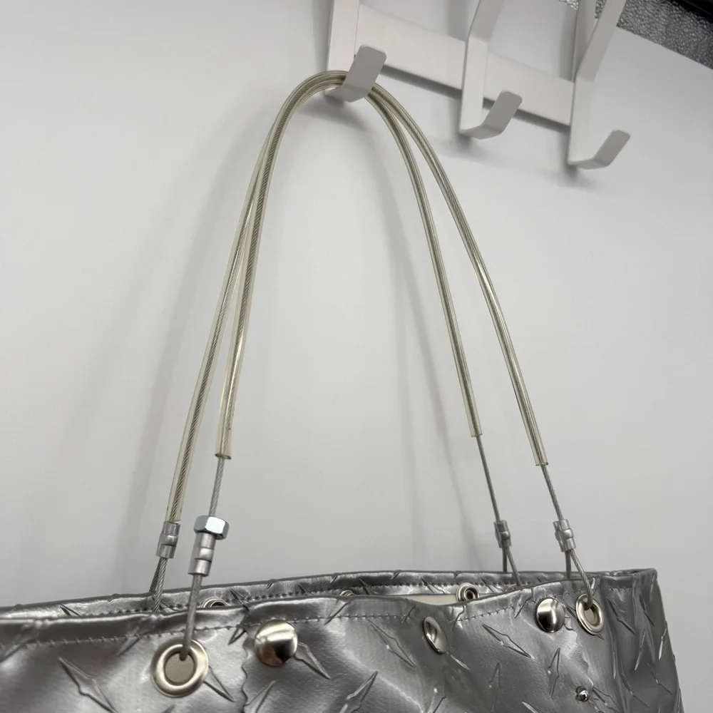 Hardwear by Renee Silver Handmade Industrial Tote Bag Repurposed Studded Bag